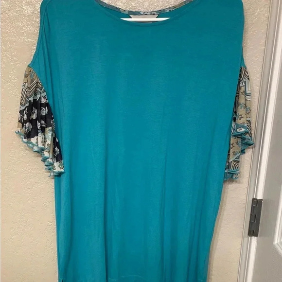 NWOT Multiples Womens Turquoise Pullover tunic Lagenlook Boho Beachy artsy M - Picture 5 of 11